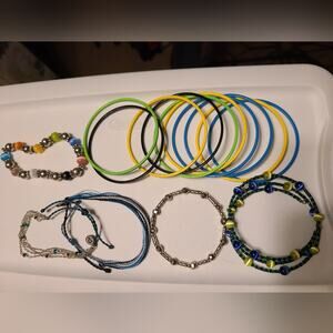 >5/$40<Bohemian Hippie Elephant, Blue, Green, Yellow Bracelet Bundle